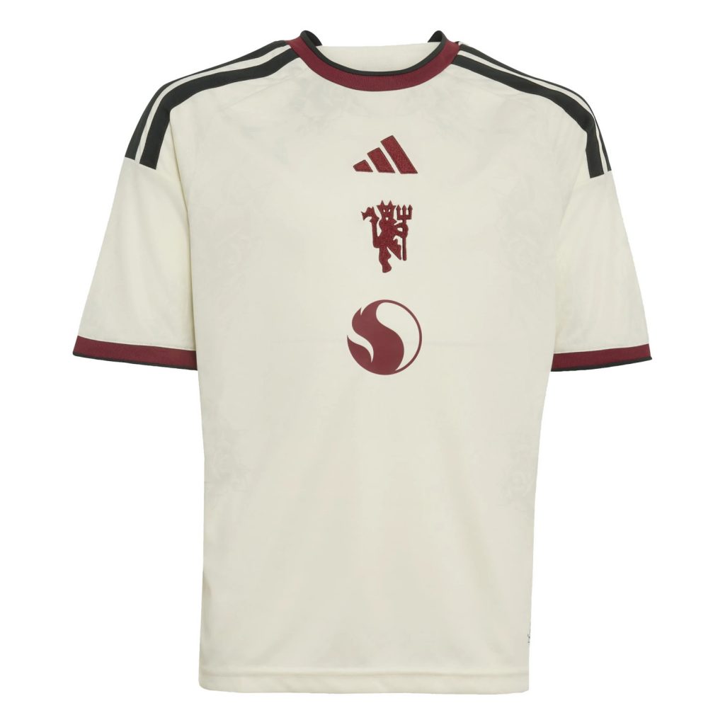 Maillot third Manchester United 2026/27 adidas, crème avec finitions bordeaux et vert