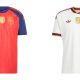 Maillots Espagne Winners 2026 domicile rouge et extérieur blanc cassé, avec deux étoiles et badge de champion du monde